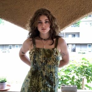 y2k long green dress!!!